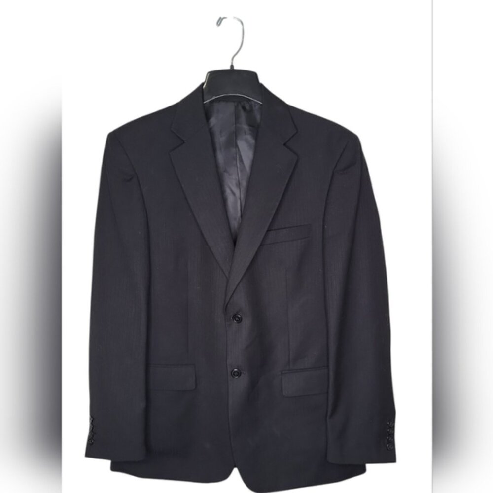 Protocol Men's Sports Coat Size 40R/M Black Pin Striped 2 Button